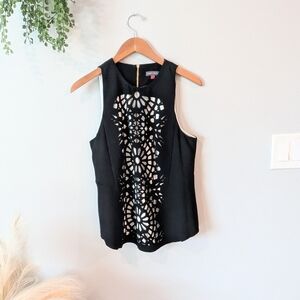 Vince Camuto Black Sleeveless Top with Cutout Design